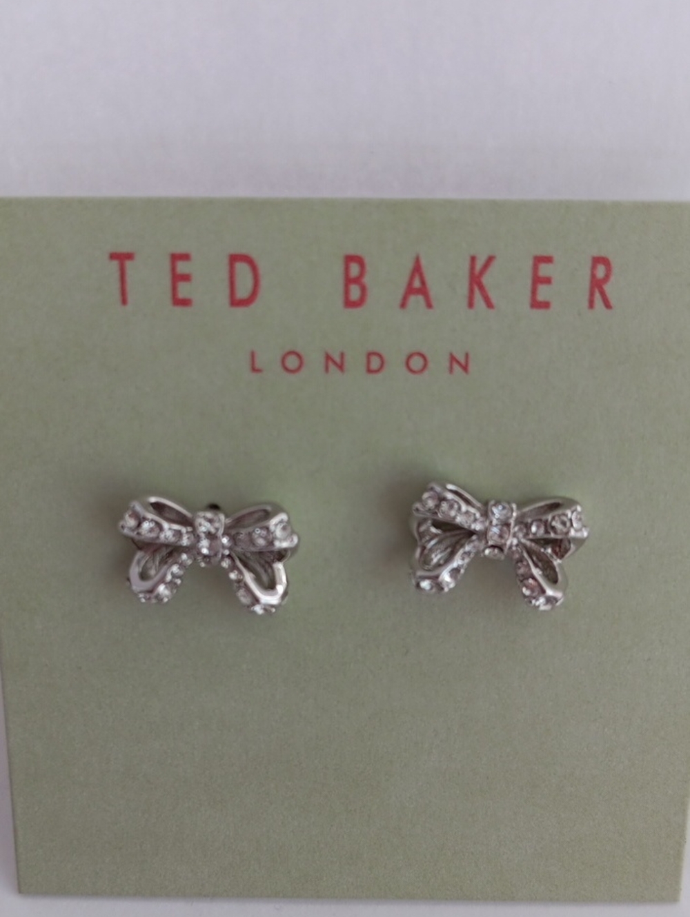 Ted Baker London Mini Olitta Silver Opulent Bow Stud Earrings NWT